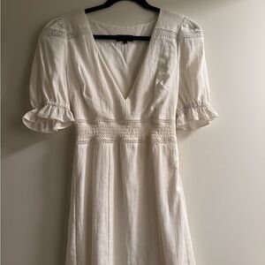 MAJORELLE White Smocked Ruffled Mini Dress